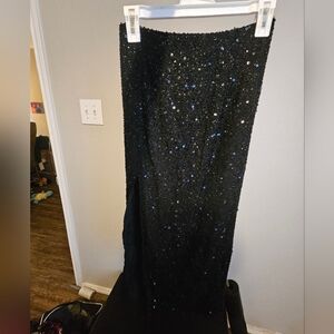 100% Silk Beaded Maxi Skirt With High Slit!